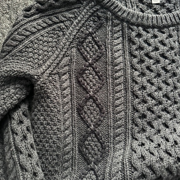 L.L.Bean Women's Signature Cotton fisherman tunic sweater grey - Picture 3 of 3